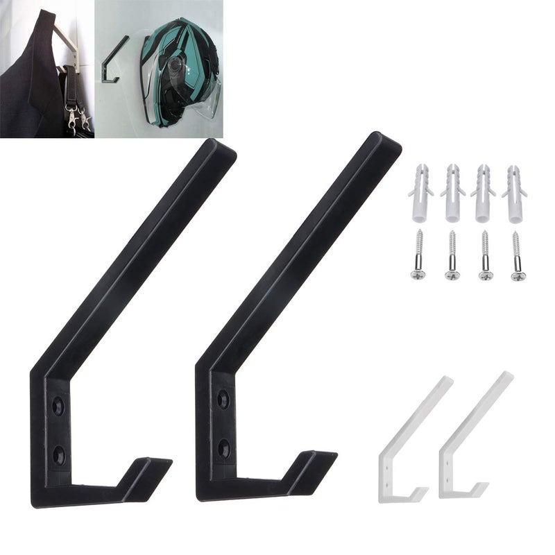 Fonture 2PCS Helmet Holders Plastic Hanging Hooks Wall Mounted Hangers Hat Glove Bag Shoe Clothes Rack-Black - Image 4